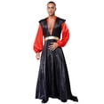thumbnail image 3 of iiniim Men's Halloween Costume Satiny Long Lantern Sleeve Tunic Robe with Removable Cape Outfits Black M, 3 of 7