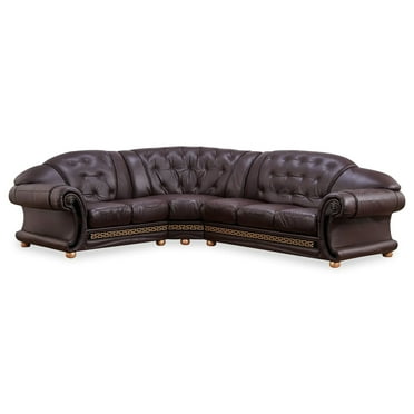 Apolo Modern Leather Sectional in Brown, Right Facing Chaise