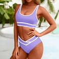 thumbnail image 7 of Women's Bikini Sets Sporty Colorblock Two Piece Swimsuit High Waisted Bathing Suits for Women Bikini Swimwear Purple XL Clearance, 7 of 7