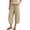 Beige, variant on Womens Wide Leg Pants Casual Mid Waisted Casual 3/4 Pants Fashion Beach Trousers Summer Linen Pants with Side Pockets Mint Green XXL