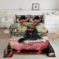 thumbnail image 2 of Feelyou Black Cat Kitten Full Size Comforter Sets for Child, Vinatge Western Animal Bedding Comforter Set, Cartoon Theme Reversible Bedding Sets, Lightweight Room Decor, 3 Pieces, 2 of 8