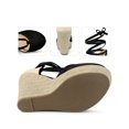 thumbnail image 2 of BLISSFUL STEP Women's Shoes Retro Espadrille Wedge Closed Toe Tie Up Suede Linen Sandals Black 7, 2 of 6