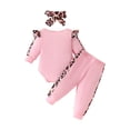 thumbnail image 4 of SILVERCELL Newborn Girl Jumpsuit Outfits Baby Girls Letter Printed Leopard Romper Solid Color Pant Leopard Bowknot Headband 3 Pieces Set, 4 of 8