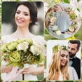 thumbnail image 3 of Silk Peony Flower Arrangement, 2 Bouquets Vintage Green & White Artificial Hydrangea Stems for Wedding, Home, Centerpiece, Table Decor, 3 of 5