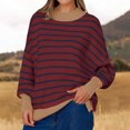 thumbnail image 6 of BXINGOHAI Women's Sweaters Casual Long Sleeve Ribbed Knit Pullover Striped Crewneck Jumper Tops Outdoor Fashion Sweater Beige,L, 6 of 6