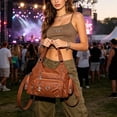 thumbnail image 3 of Sunyuer Y2k Purse Women Large Capacity Hobo PU Leather Satchel Handbag Multi-pocket Goth Trendy Punk Clutch Tote Bag, 3 of 8