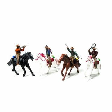 Tiny Western Cowboy Model Painted Figures Kids Toy Plastic Made for Creative Gif