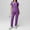 01# Purple, variant on Women's Casual Workwear Set - V-Neck Breathable Scrubs Top & Tapered Jogger Pants with Convenient Multi-Pocket Design,Dark Gray L