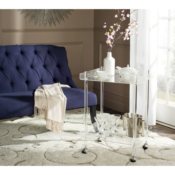 SAFAVIEH Healy Modern Glam Acrylic Kitchen Cart, Clear