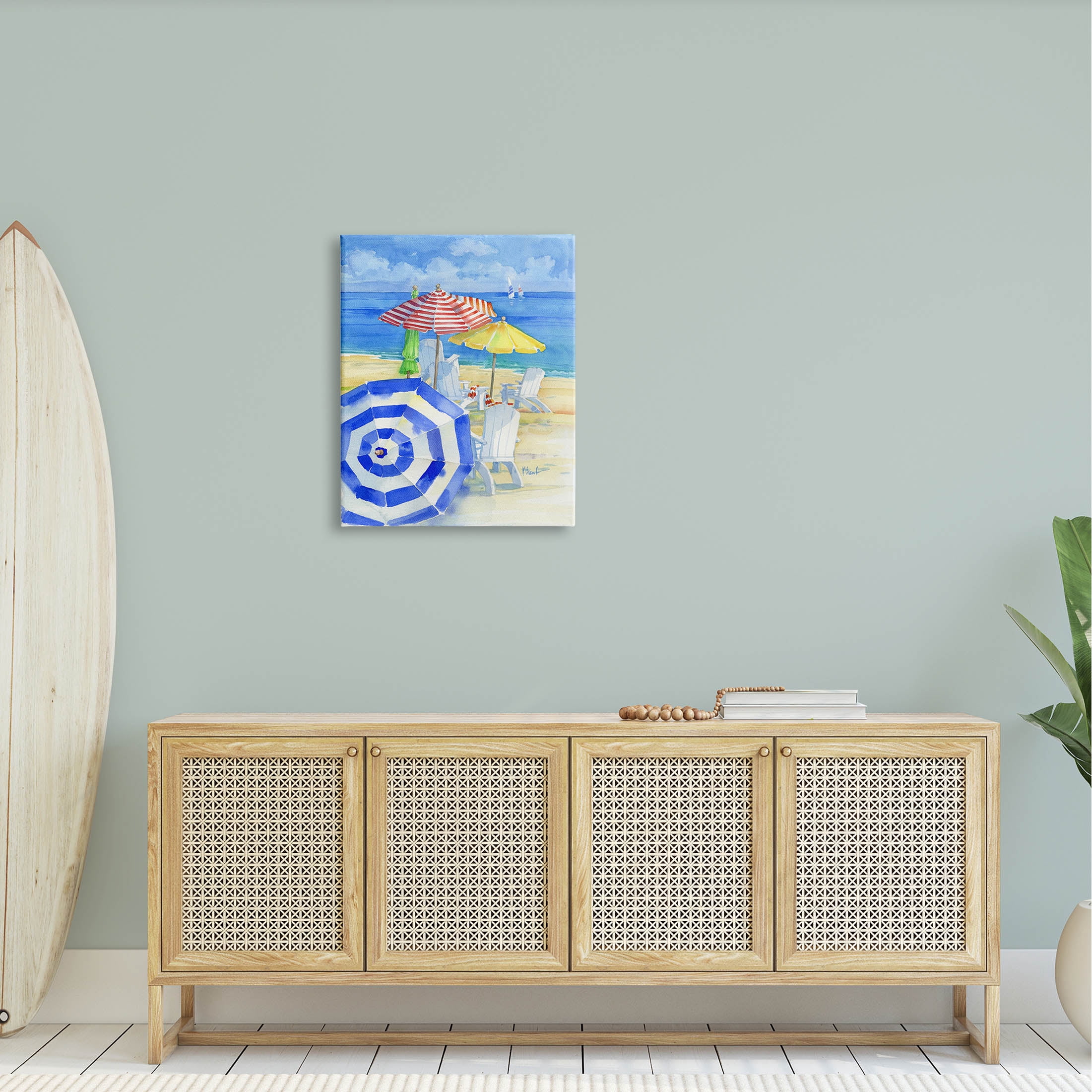 Stupell Industries Summer Beach Coast Ocean Waves Painting Gallery Wrapped Canvas Print Wall Art, Design by Paul Brent