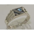 thumbnail image 2 of LBG 925 Sterling Silver Natural Blue Topaz Mens Signet Ring - Size 7.25, 2 of 6