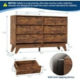 thumbnail image 2 of 6-Drawer Dresser for Bedroom, 47.2" Wide Mid Century Chest of Drawers, Wooden Dresser TV Stand, Vintage Dressers with Bevel Design for Bedroom, Living Room, Hallway, Antique Wood, 2 of 7