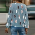 thumbnail image 4 of ZZwxWA Fashion Womens Loose Fit Cute Party Tops Oversize Comfortable Blouse Feather Print Womens Tops Dressy Long Sleeve Tunic Tops V-Neck T-shirts On Sale, 4 of 4