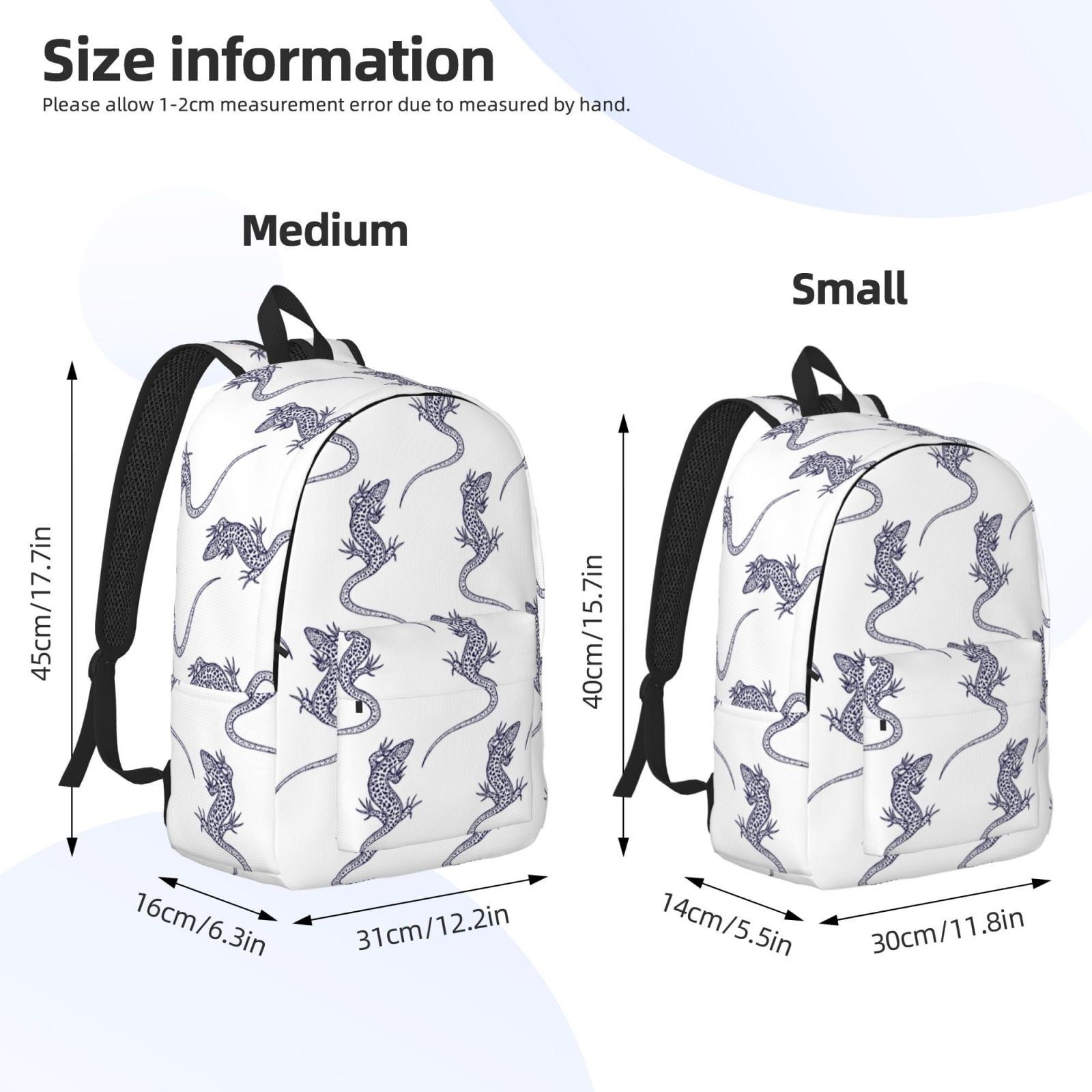 Travel Laptop Backpack - Minimalist Cute Lizard Lightweight Canvas Backpack, Wear Resistant Computer Backpack Bag Fit {sizeName} Laptop for Men Women with Adjustable Padded Shoulder Straps
