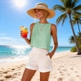 thumbnail image 6 of YFNNUP Gingham Tank Top for Women Cotton Linen Sleeveless Shirts Square Neck Camisole Top Summer Loose Fit Vacation Beach Tops Green XXL, 6 of 9