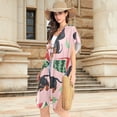 thumbnail image 4 of Dachshund Dogs Watermelon Women Swimsuit Cover up V Neck Beach Dress Short Sleeve Vacation Outfits Swimwear, 4 of 7