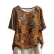 thumbnail image 4 of Tops Florales para las Mujeres Impreso Suéter Cuello Redondo Manga Corta, Ligero Y Casual Tops Cortos para las Mujeres, 4 of 5