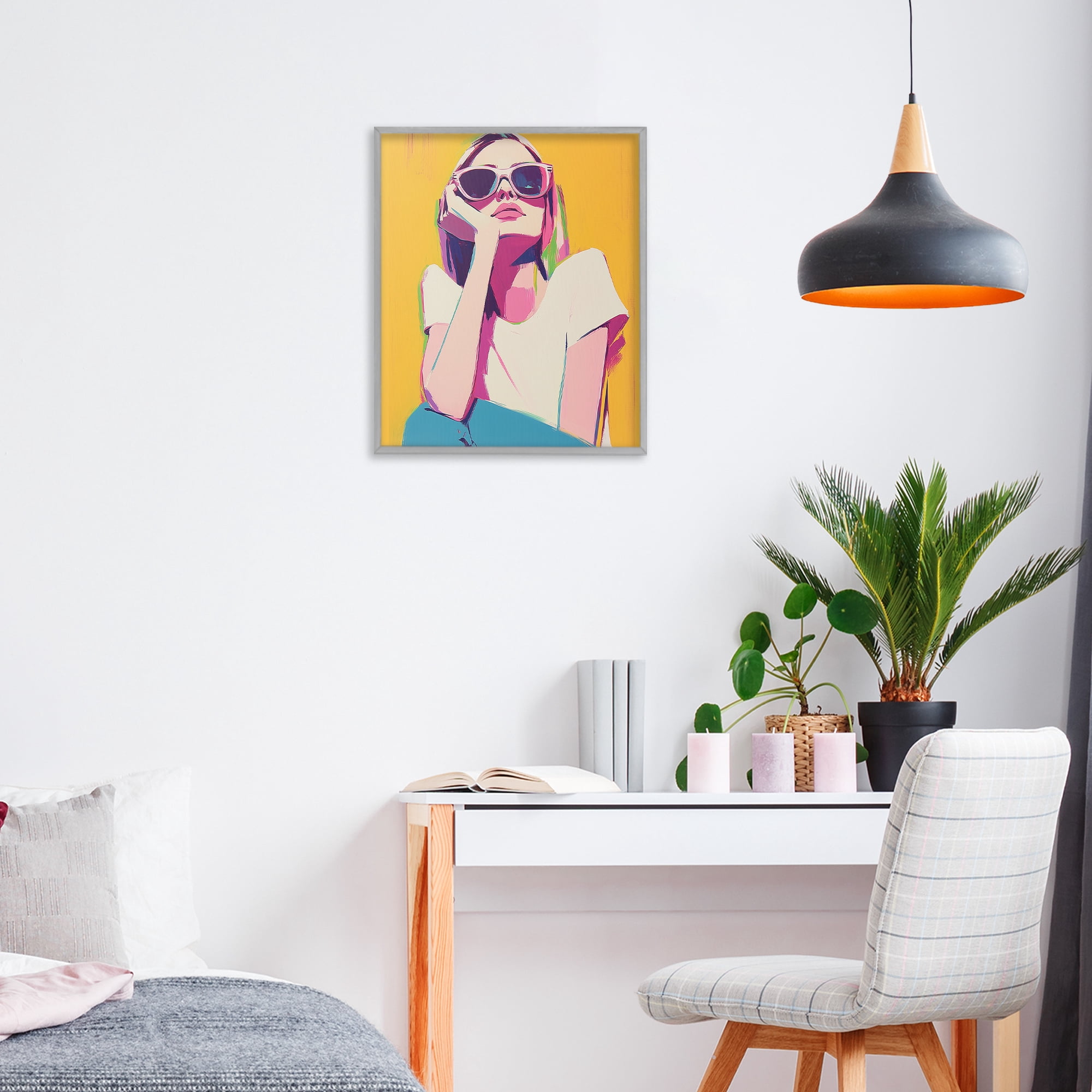 Stupell Industries Chroma Shades Girl Gray Framed Giclee Art, design by Walker Noble