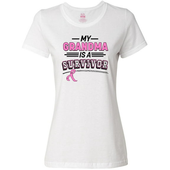 Inktastic My Grandma is a Survivor Breast Cancer Awareness Women's T-Shirt