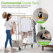 HOKEEPER 700 lbs Commercial Grade Heavy Duty Garment Rack with Shelves Collapsible Clothing Racks on Wheels Rolling Clothes Rack for Hanging Clothes Portable Adjustable, Chrome Finish