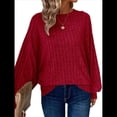 thumbnail image 3 of Suéter Básico Tipo Túnica para Mujer, Talla Grande, Larga, Holgado, Elegante, Cuello Redondo. Vino Tinto 4XL, 3 of 8