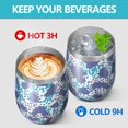 thumbnail image 4 of 12oz Stemless Wine Tumblers White and Blue Of Animal Print Vacuum Insulated Stainless Steel Travel Tumbler Cups Mug with Lid and Straw for Champaign,Cocktail,Beer with Cleaning Brush, 4 of 5