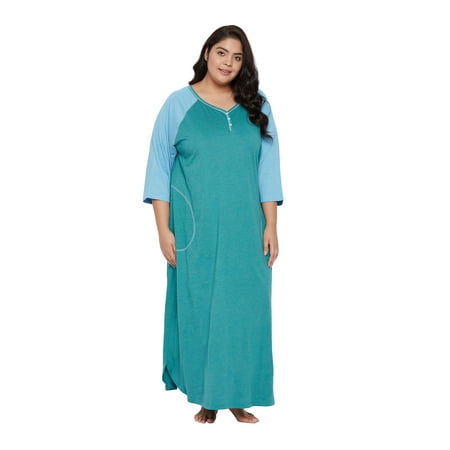 

Oussum Women Nightdress Loungewear Long Sleeve Sleepwear Dress with Pockets
