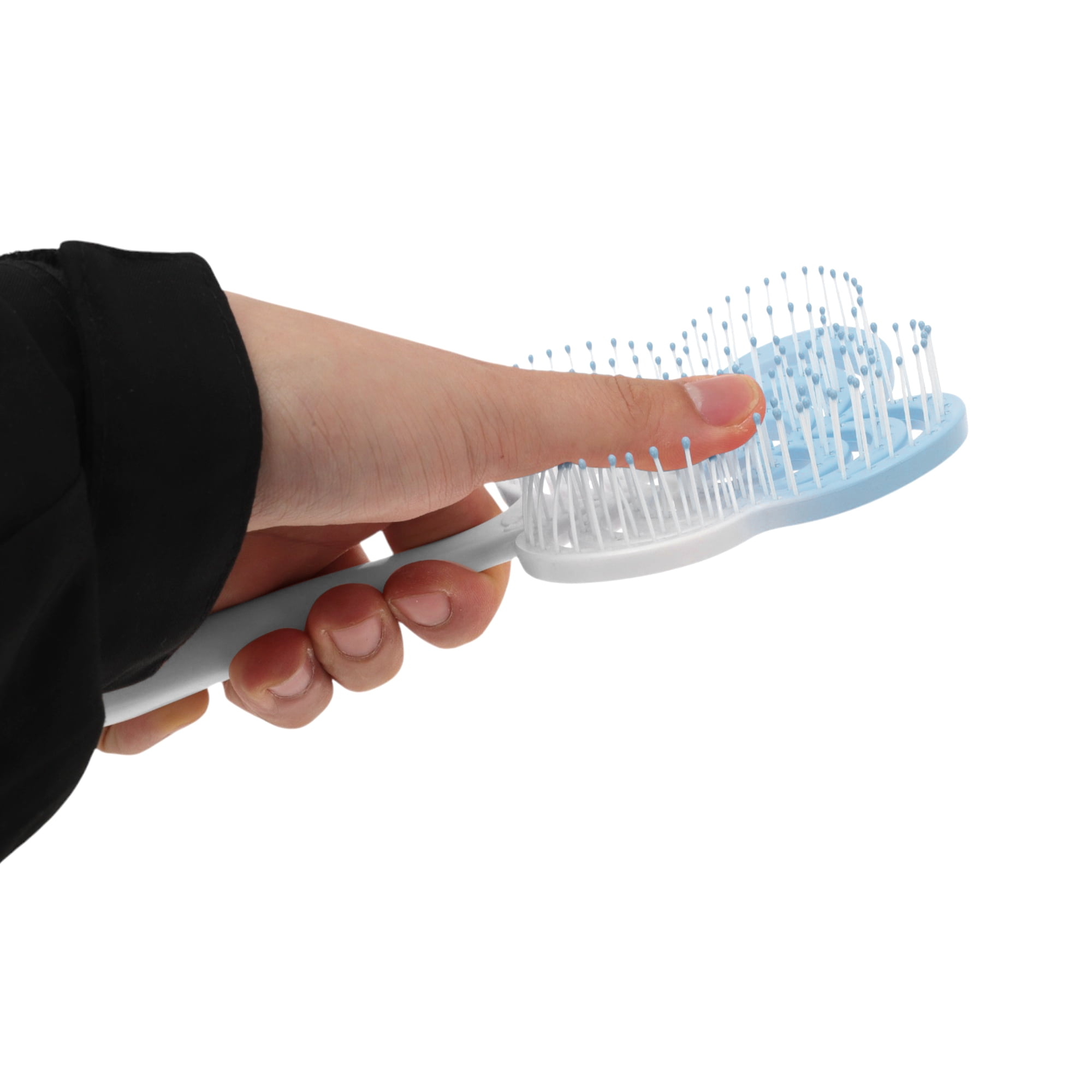 Unique Bargains 1 Pc Gradual Four-leaf Clovers Hollow Comb Hair Brush Blue