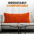 thumbnail image 2 of Faux Fur Long Body Pillow  - Reversible Ultra Soft Decorative Lumbar Throw Pillow for Bed, Couch, Sofa, Accent Home Decor, Rust Orange (18" x 40"), 2 of 10