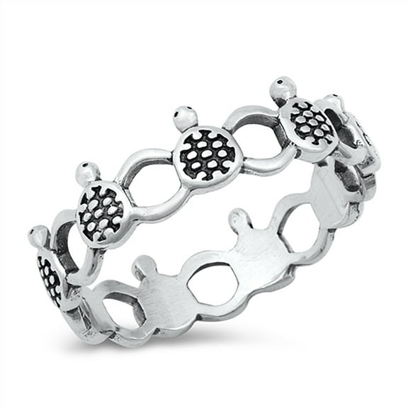 All in Stock Sterling Silver Turtles Holding Hands Ring Size 5