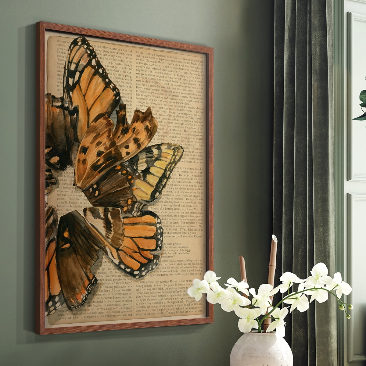Winged Wreath I Framed Print - Solid Wood in Single Picture Frame Solid Wood 2 Framed Print