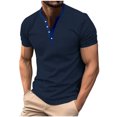 thumbnail image 2 of ylioge Mens T-Shirts Button V Neck Short Sleeve Tshirts Shirts Loose Pullover Ribbed Solid Color Comfort Casual Basic Office Work Tees Tops, 2 of 6