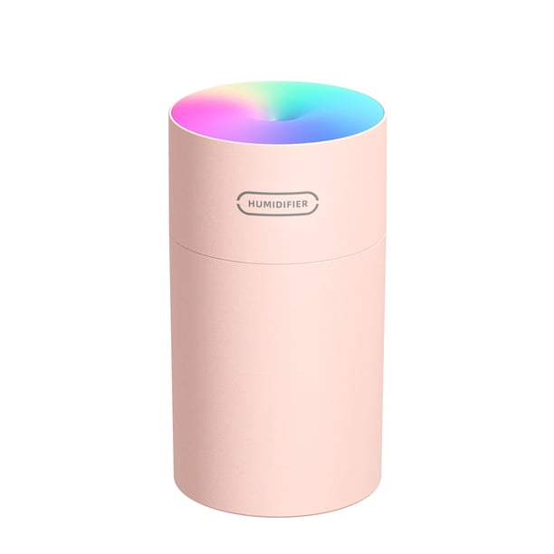 Ounissouiy Humidificador portátil con carga USB, luz LED nocturna para el hogar, coche, oficina, difusor de pulverización para el cuidado de la piel del Humidificadores rosado