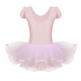 thumbnail image 2 of iEFiEL Kids Girls Ruffled Cap Sleeve Ballet Leotard Dancewear Sequined Ballet Dance Gymnastics Leotard Tutu Dress A Light Pink 7-8, 2 of 7