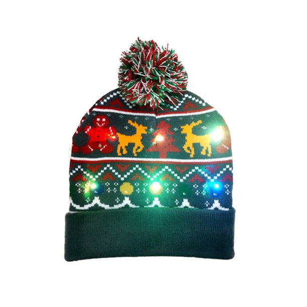 Gorro de Navidad tejido, llamativo, Unisex, resistente a desgarros, gorro de invierno de alce navideño, gorro con luz intermitente LED para Navidad