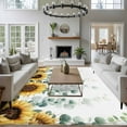 thumbnail image 3 of Sunflower Area Rugs 8'x10', Washable Small Throw Rugs for Living Room Patio, Yellow Floral Eucalyptus Leaves Watercolor Indoor Outdoor Rug Non-Slip Low Pile Carpet Runner Reversible Floor Mats, 3 of 8