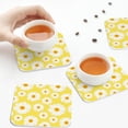 thumbnail image 4 of Leather Coasters with Heat-resistant for Drinks, Daisies Flowers Yellow Cup Coasters Cup Pad Mat for Tabletop Protection, Coffee Table, Office Desk and Housewarming Gift, 4 of 5