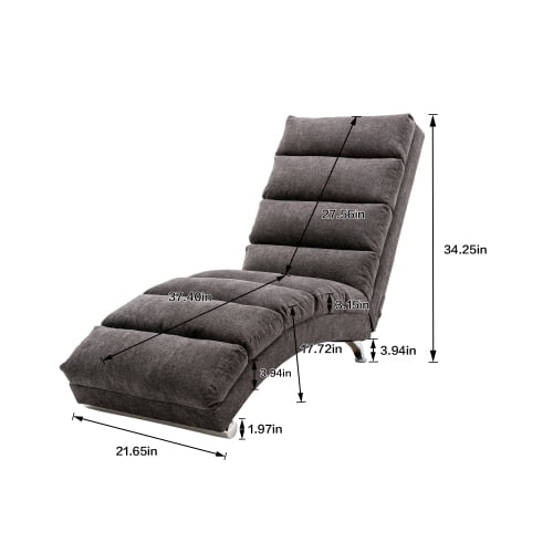 Upholstered Linen Fabric Chaise Lounge Indoor Chair with Massage