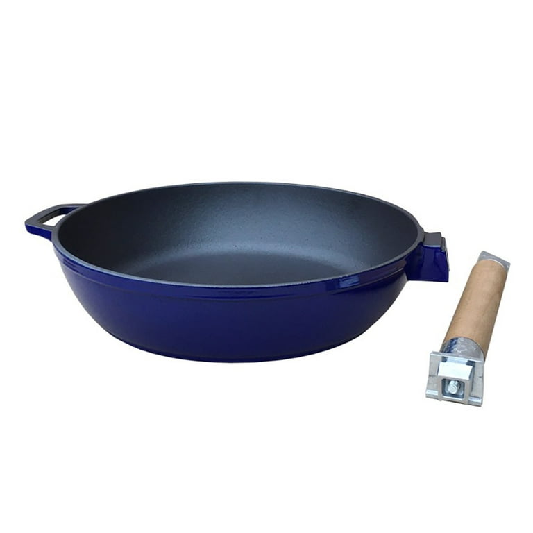 Cooking Pan Cast Iron Frying Pan with Removable Handle (blue