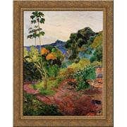 Martinique Landscape 24x20 Gold Ornate Wood Framed Canvas Art by Paul Gauguin