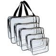 thumbnail image 1 of Bolsas de maquillaje transparentes, 5 piezas de bolsas de maquillaje cosméticas, juego de pvc transparente con cremallera, bolsa de viaje portátil para equipaje, aeropuerto, organización de vacaciones Afortunado Sencillez, 1 of 5