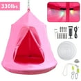 thumbnail image 1 of GARTIO Hanging Tree Tent Kids Play House Swing Hammock Tent W/ LED Lights 330 LB - Pink, 1 of 8