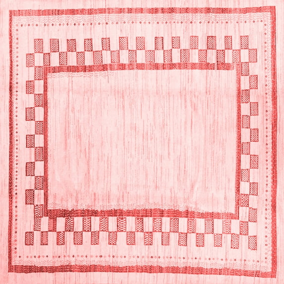 Ahgly Company Indoor Square Solid Red Modern Area Rugs, 3' Square