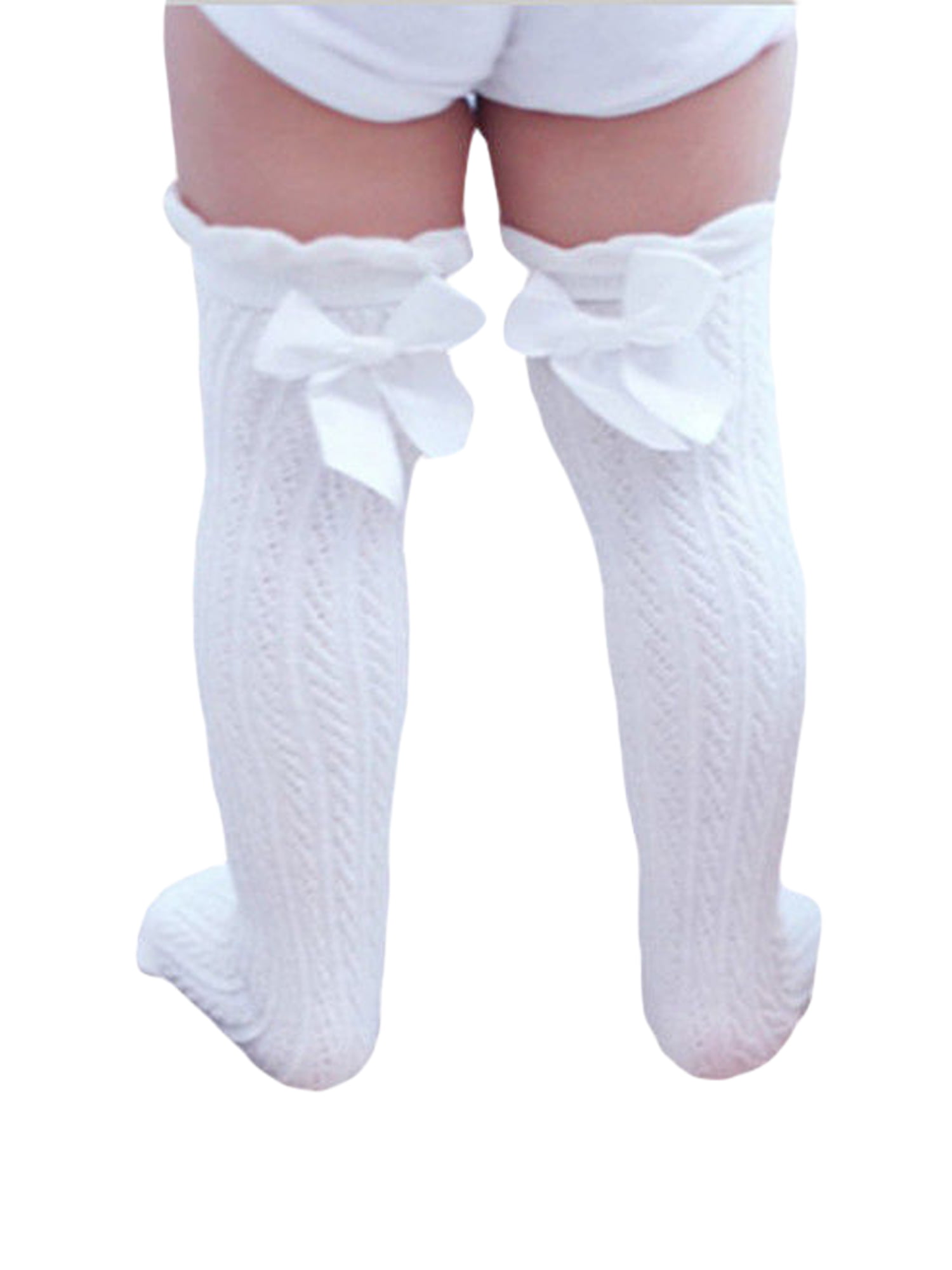 Toddler Kid Baby Girl Knee High Long Socks Bow Cotton Casual Stockings Socks US 