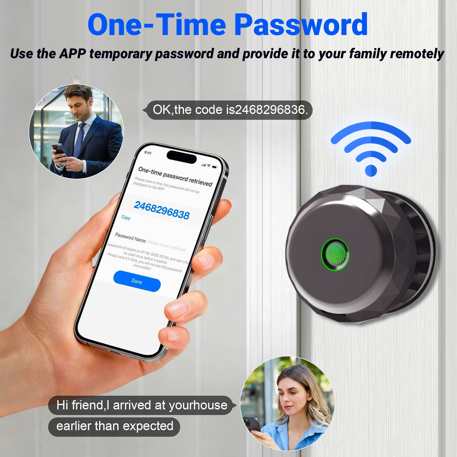 Door Knob,Blacksmith Smart Door Knob With 3 Ways Quick Unlock,Smart Door Lock,Bronze