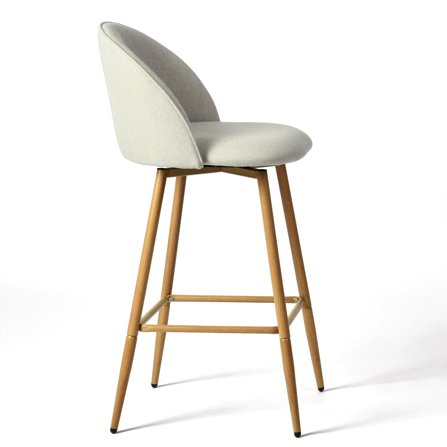 Homy Casa 26" Counter Height Bar Stool, 360° Swivel Upholstered Kitchen Island Chair, Beige