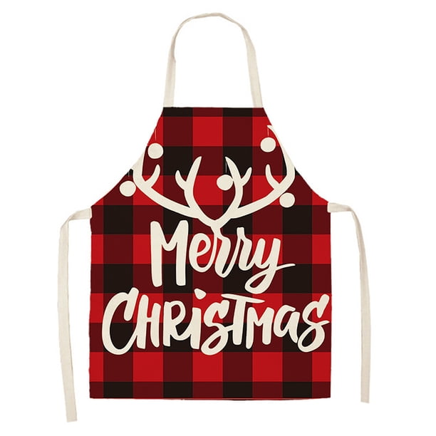 Delantales De Cocina Navideños Delantales A Cuadros Negros Y Rojos Delantal De Cocina Ajustable A Cuadros Buffalo Delantal De Barbacoa Navideño Con Copos De Nieve...