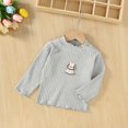 thumbnail image 4 of mgoYE Girls' Lettuce Trim Ribbed Shirts Cotton Blend Long Sleeve Crew Neck Base Layer Slim Fit Trendy Tops(Grey,4-5 Years), 4 of 6