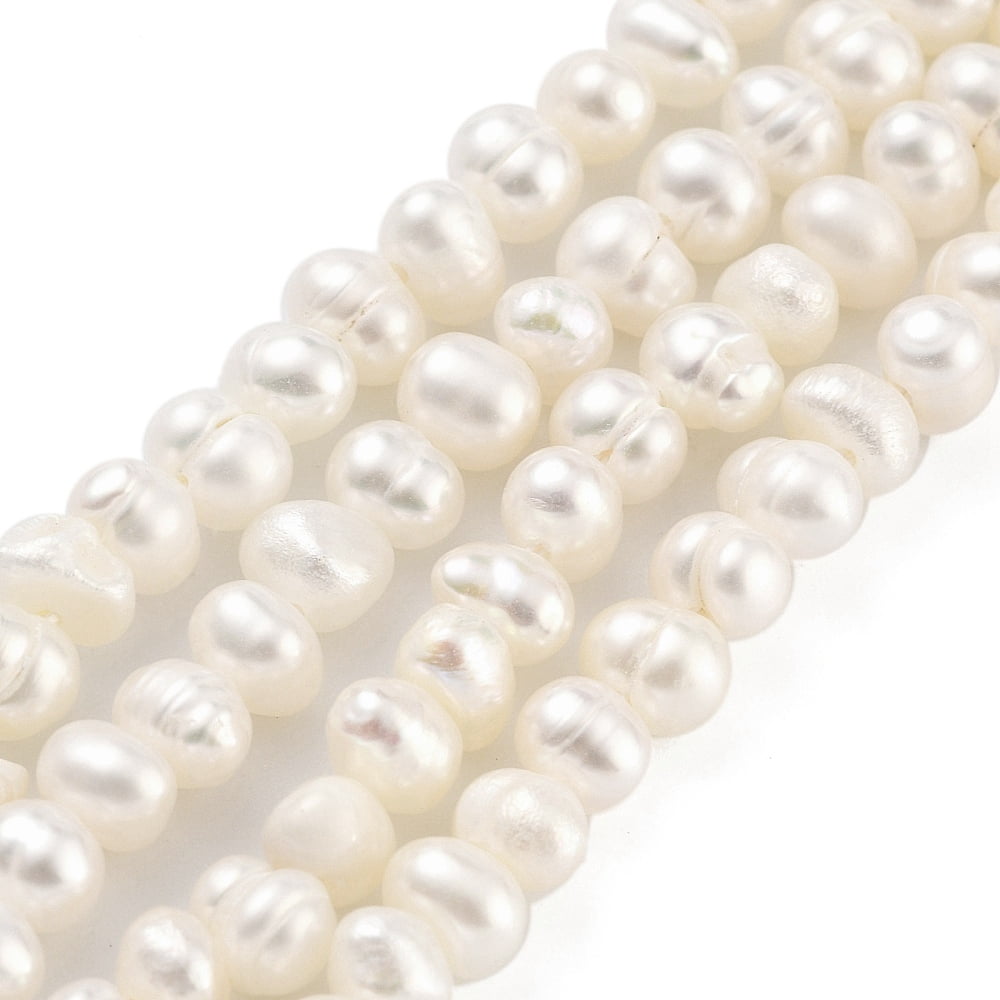 4strands Cultured Freshwater Pearl Beads Strands Potato Floral White 3.8~4.2mm Hole: 0.6mm about 43pcs/strand 6.50 inch(16.5cm)
