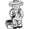 thumbnail image 4 of Pig Farmer Art Rubber Stamp, Laser Engraved Craft Stamp on Wood Mounted Block, Size 1-3/4” x 1-3/4”, Made in USA, 4 of 7
